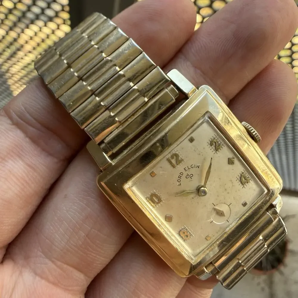 Vintage Lord Elgin 14K Gold Filled High Grade 21 Jewel Art Deco Dress Watch Box